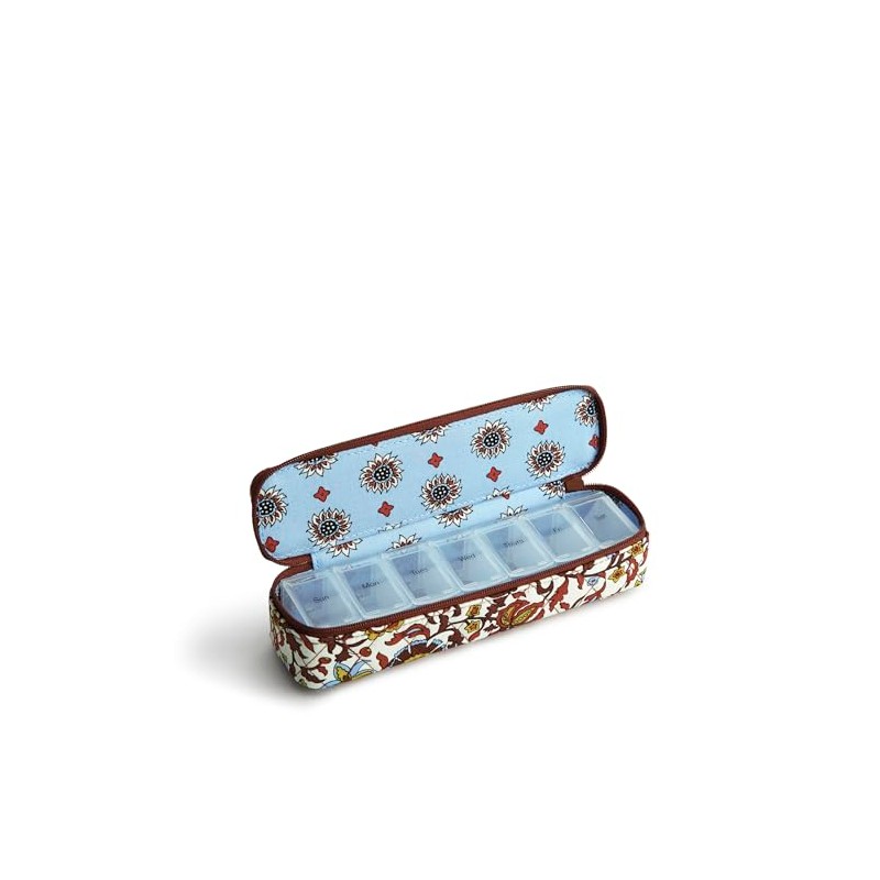 Vera Bradley Women's Cotton Travel Pill Case, Marrakesh Vines Cream,