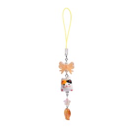Gracayfr Cat Phone Charm Cute Beaded Phone Charm Accessories Bow Kawaii Y2K Kpop Trendy Cell Phone Charm Bag Keychain For Women White