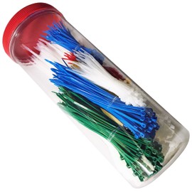 1000 x Cable Ties Assortment/Cable Tie Set Coloured Various Lengths and Colours 100 150 200 300 mm White, Green, Blue, Yellow, Red - Self-Locking