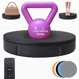 JAYEGT Motorized Rotating Display Stand, 350Lbs Load，360 Degree Electric Rotating Turntable for Photography Products Display，Live Show,Remote Control +5 Colors Backgrounds (Black/11.8inch /Wired)