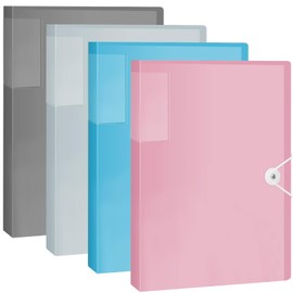 120 Pockets A4 Display Folders - 4Pcs 30 Pockets A4 Display Book Folder with Plastic Sleeves and Safety Rope, Presentation Display Folders Document Project Folder for School and Offices Filing 4Colors