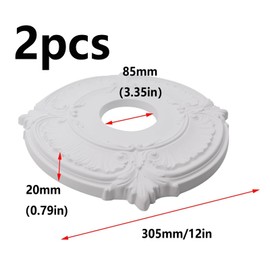 Antrader 2Pcs PU Ceiling Medallion Decorative, Lighting Ceiling Medallion Ring for Light Fixtures and Ceiling Fans,12"OD x3"ID,White