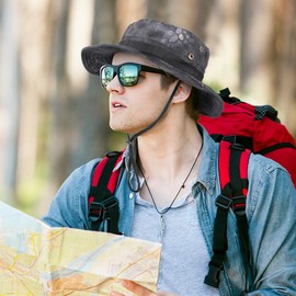 WTACTFUL Sun Hat Men's UV Protection Fishing Hats Foldable Fishing Hat Sun Protection Hat Outdoor Summer Hat Hiking Hat Camping Travel Fishing, Black Python