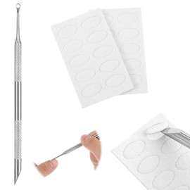 AOZUO Cuticle Pusher and Cutter Remover, Professional Dual-Ended Stainless Steel Nail Cleaner with 20 Pcs Grit Sandpaper Sheets Nail Care Polish Tool for Manicure Pedicure Nail Art