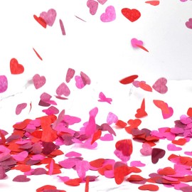 Volumoon 6000 Pieces Heart Confetti, Wedding Confetti, Pink Confetti, Red Confetti, Paper Confetti, Multicoloured Table Confetti, Table Decoration for Birthday Party, Baby Shower, Graduation Party