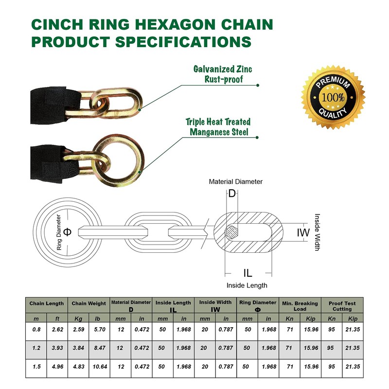 OKG Maximum Heavy Duty Security Chain 2.6 ft x 1/2