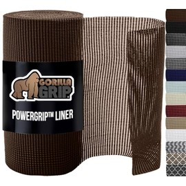 GORILLA GRIP GORILLA GRIP powerGRIP Drawer Shelf and Cabinet Liner, Thick Strong Hold, Non-Adhesive Liners Protect Kitchen Cabinets and Cupboard, Bathroom Drawers, Easy Install, Breathable Mat, 17.5" x10', Brown
