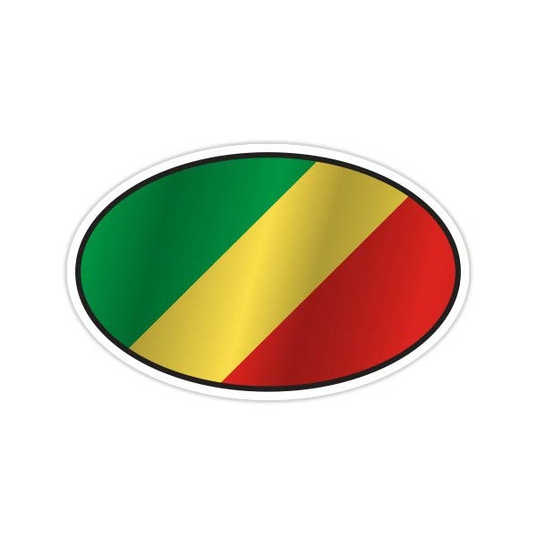 GT Graphics Republic of The Congo Flag Oval - 12" Vinyl Sticker Waterproof Decal