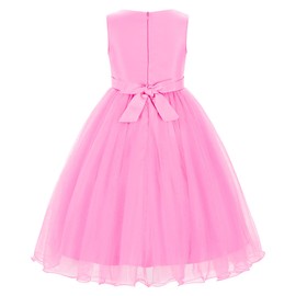 JerrisApparel Little Girls' Sequin Mesh Flower Ball Gown Party Dress Tulle Prom (7, Pink)