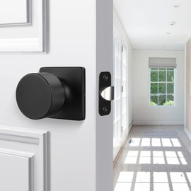 goldenwarm Matte Black Closet Door Knobs, Passage Door Knobs Interior Hallway, Black Closet Door Knob No Lock 6 Pack