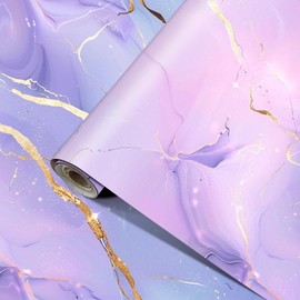 HOMETITUTE Pink Purple Blue Marble Wallpaper Contact Paper 15.7"x39.4" Peel and Stick Wall Paper Vinyl Self Adhesive Removable Marble Wall Sticker for Shelf Cabinet Countertop Decor