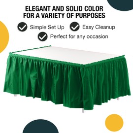 Exquisite Emerald Table Skirt 2 Pack 29" X 14' Disposable Plastic Table Skirts for Rectangle Tables 6ft + or Round Tables - Ruffle Table Skirt with Adhesive Strip - Gender Reveal Decor & Party