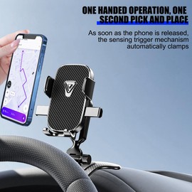 TSUGAMI Dashboard Car Phone Holder, 360° Rotating One Hand Operation Clip Vehicles Smartphones Stand Mount, Adjustable Automotive Cellphone Cradle, Universal for SUV, Truck RV (Style A)