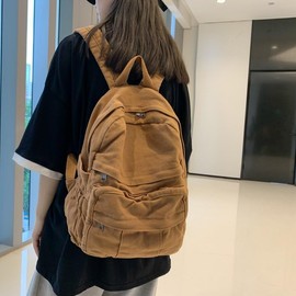 YINGKOR Vintage Canvas Backpack, Classic Daypack with Multiple Pockets, Rushbag, Bookbag, Multi Colors (Vintage, Khaki)