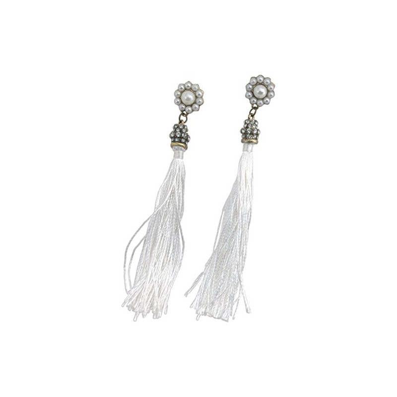 Earrings, Elegant Faux Pearl Tassel Rhinestone Dangle Earrings + GIFT