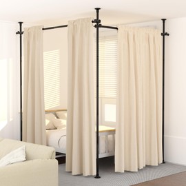 KELIXU Room Divider Curtain Rod, No Drilling Tension Rods for Room Separation, 28-144 inch W x 4-10 ft H Floor to Ceiling Wall Dividers Heavy Duty Vertical Tension Stand, Easy to Install, Black