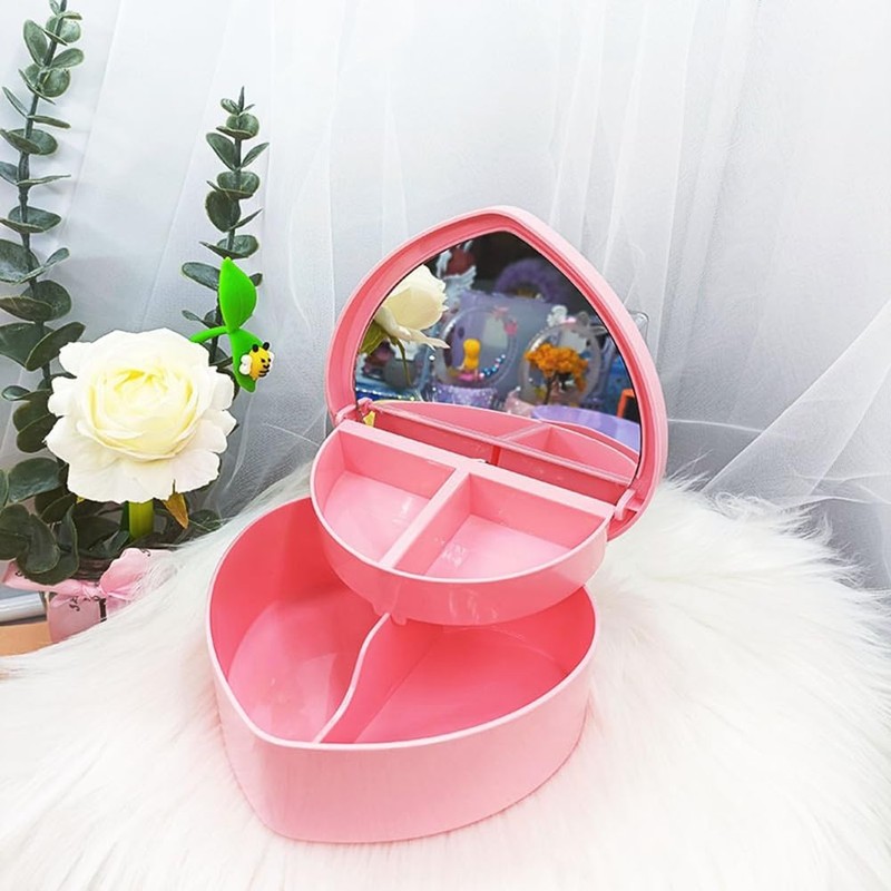Gokoti Heart Shape Jewelry Boxes Heart-Shaped Jewelry Boxes Plastic Pink