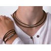 Fly Style Brown Braided Faux Leather Necklace with Stainless Steel