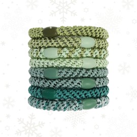 Green Hair Ties for Thick Hair, Grab & Go Ponytail Holders, 8 Pack, Aloe, Thick No-Crease Bands with Strong Hold, Damage-Free Design, Calming Nature Blend | L. Erickson