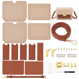 WADORN DIY Kit for Making Shoulder Bags, PU Leather Shoulder Bag Making Materials Set, DIY Purse Making, Sewing, Complete Kit, Handmade, 19 x 7 x 15 cm, Khaki