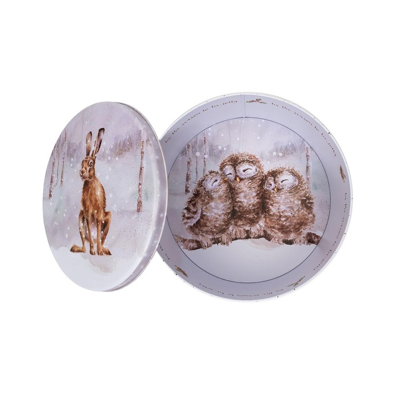 Wrendale Designs Winter Forest Animals Round Christmas Tin