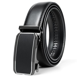 maikun Black Leather Ratchet Mens Belt,Width 1 3/8", Quick Release and Trim to Fit Length47