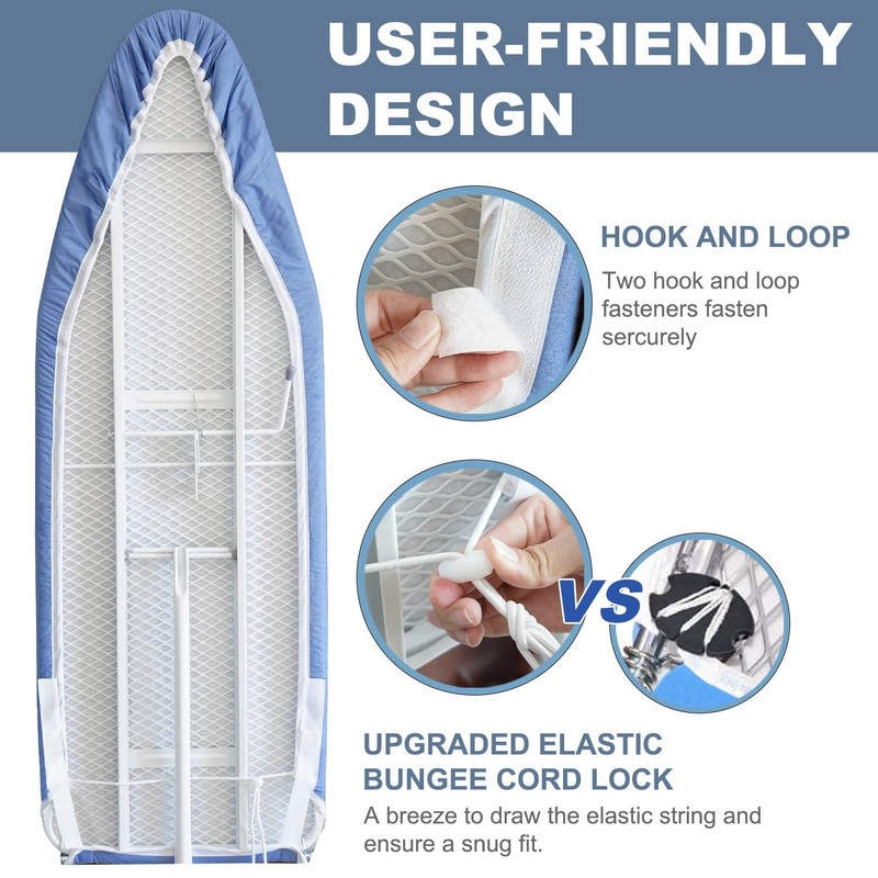 VividPaw 14x42 Inch Over-The-Door Ironing Board Cover with User-Friendly Design,
