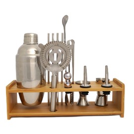 Cocktail Set with Wood Stand 13-Piece