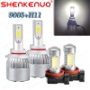 SHENKENUO Combo 9005+H11 LED Headlights Fog Light Bulbs 6000K For