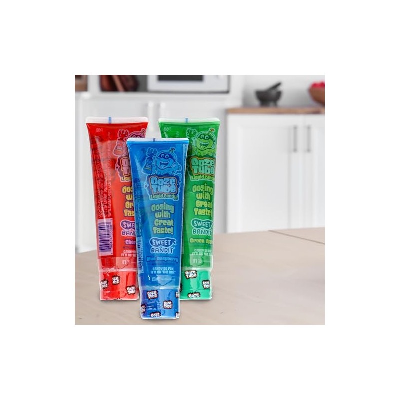 Ooze Tube Liquid Candy Assorted Flavors, 4 Ounce Each (Pack
