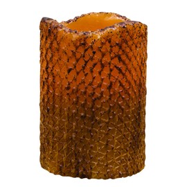 CWI Gifts Burnt Drip Wax Battery Operated Candle - Realistic Flameless Candles - LED Candles - Battery Operated with Timer - 4.5" - Mustard Honeycomb
