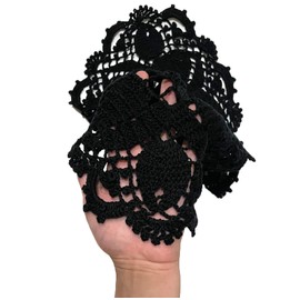 SUNONE11HKA 21 Inch Length Oval Lace Crochet Flowers Doilies Tablecloth Placemat Washable Kitchen Vase Doily (Black, 1)