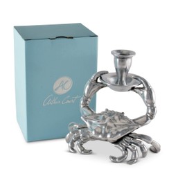 Arthur Court Aluminum Metal Crab Candle Holders/Candlestick - Perfect for Outdoor Table or Ocean/sea décor Quality Durable Silver Metal 5.5" Tall