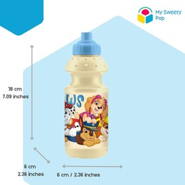 My sweety pop - Drinking Bottle - Plastic - Children - Nursery - School - Holiday - Meal - 18 cm - 350 ml - Hydration - Gift Idea (Pat Patrol - Beige/Blue)
