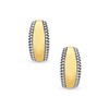 Lightweight Dome Round Caviar Bead Edge Two Tone Stud Hoop
