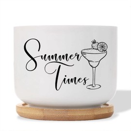 DecStic Summer Times Ceramic Planter Bible Verse Pots for Plants with Drainage Holes and Saucers Pot for Home Desktop Office Windowsill