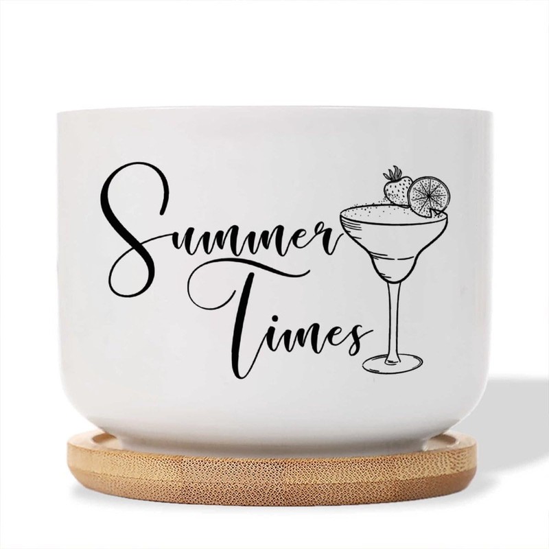 DecStic Summer Times Ceramic Planter Bible Verse Pots for Plants