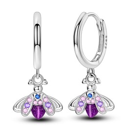 Hapour Earrings for Women Dangle Drop Hoop 925 Sterling Silver Colorful Cubic Zirconia Hoops Hanging CZ Jewelry Trendy Lightweight Ornament Dainty Earring Simple Hypoallergenic Minimalist