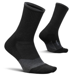 Feetures Trail Max Cushion Mini Crew Sock - Running Socks for Women and Men - Moisture Wicking - Large, Charcoal