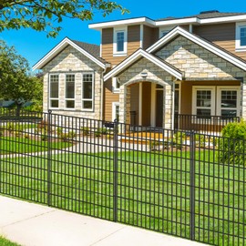 Toolterritary 10 Panels No Dig Garden Fence with Gate, 40 in(H) X 24.2 ft(L) Metal Fence Panels, Thickened Rustproof Garden Fencing, Animal Barrier Fence for for Dogs, Rabbits, Landscape, Patio