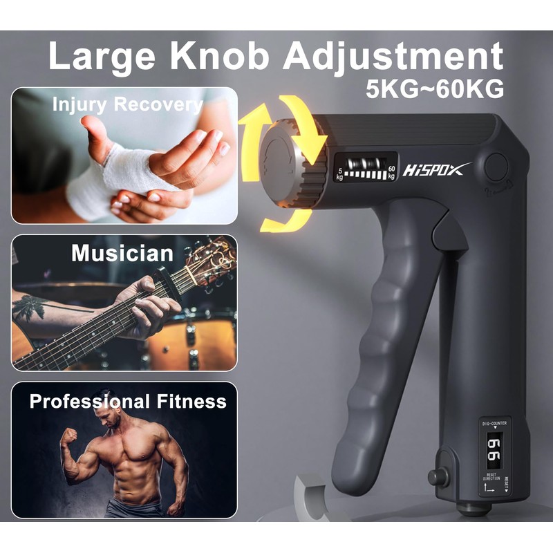 HISPOX Handgrip Strengthener Exerciser, Forearm Exerciser with Adjustable Resistance