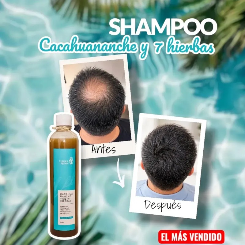 Kit De 3 Shampoos De Cacahuananche+7 Hierbas, 100% Natural