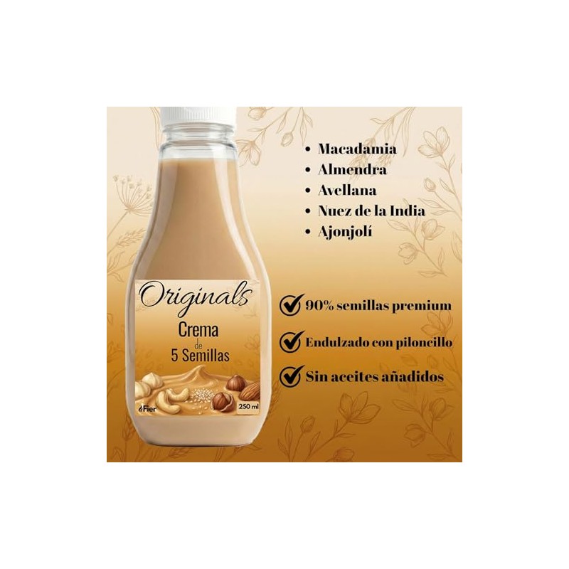 Crema de 5 Semillas Fier Originals | Macadamia, Almendra, Avellana,