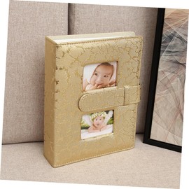 STOBAZA 1pc Golden Inset Photo Album Elegant Leather Cover for Memories Capacity Picture Holder for Weddings Birthdays and Anniversaries