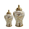 TREATLIFE HOME Ceramic Ginger Jar with Removable Lid, Gold Design,