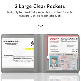 CoBak Car Registration and Insurance Holder - Men and Women Small Lightweight Vehicle Glove Box Car Organizer, Auto Truck Comparment Accessories Case for Essential Document, Driver License (Sunflower)