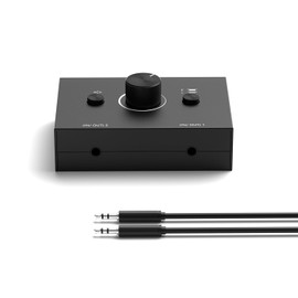 Dingsun 3.5mm Audio Switch, Stereo Audio Selector Box Passive Speaker Headphone Manual Selector with Volume Control (1 in-2 Out/ 2 in-1 Out)