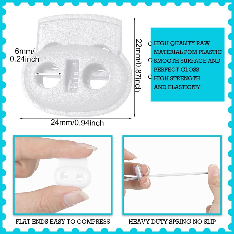 Patelai 50 Pieces Cord Locks Spring Toggles Stoppers Plastic Single