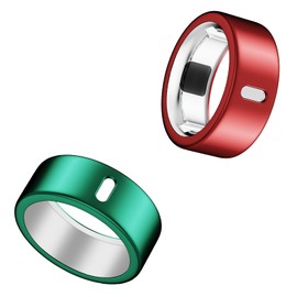 Snyeest Cover Compatible for Oura Ring 4/Gen 3 Horizon/Gen 3 Heritage,Charging Directly,Ultra-Thin Rugged TPU Polished Elastic Ring Finger Sleeve Protector for Workout Gym Women Men -Red+Green-Size 8