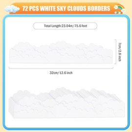 AWIZOM 75.6 Feet Sky Cloud Bulletin Board Borders White Clouds Shape Die Cut Trim Border Sky Clouds Classroom Decorations for Back to School Blackboard Chalkboard Home Office Wall Window Decor